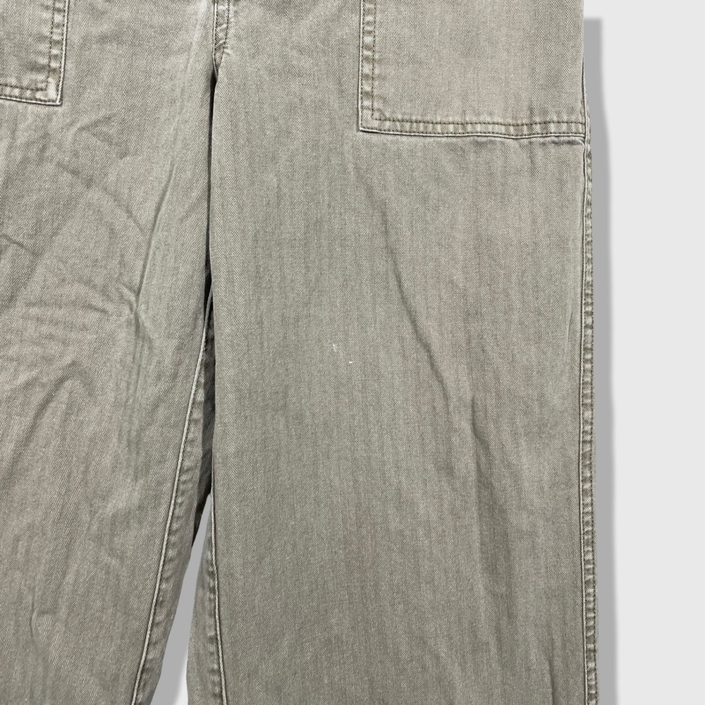Free People Wide Leg Pants Womens 4 Green Herringbone Utility Boho - Picture 5 of 9